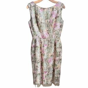 Vintage Edward Abbott bead sequin cocktail dress union made gold glitz romantic